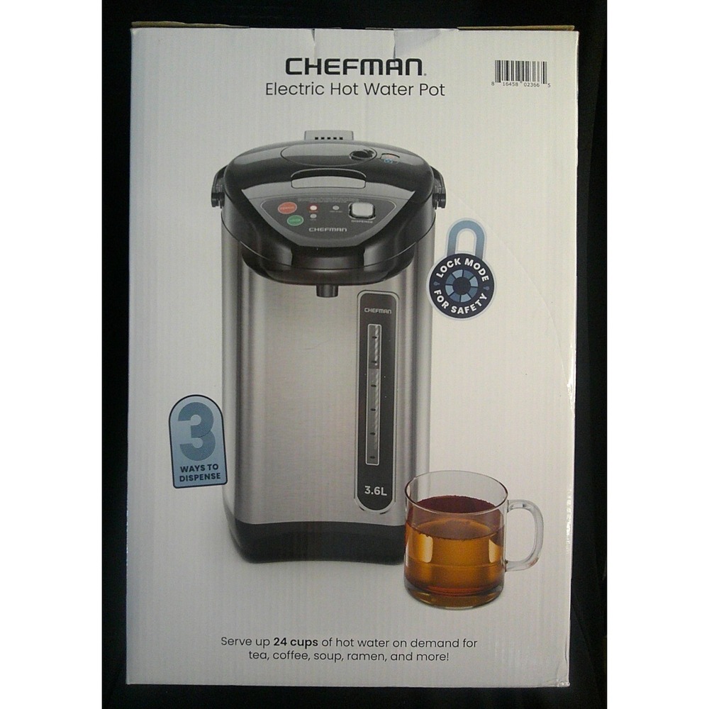 Chefman Electric Hot Water Pot 3.6L Stainless Steel Dispenser Boiler -Brand New!